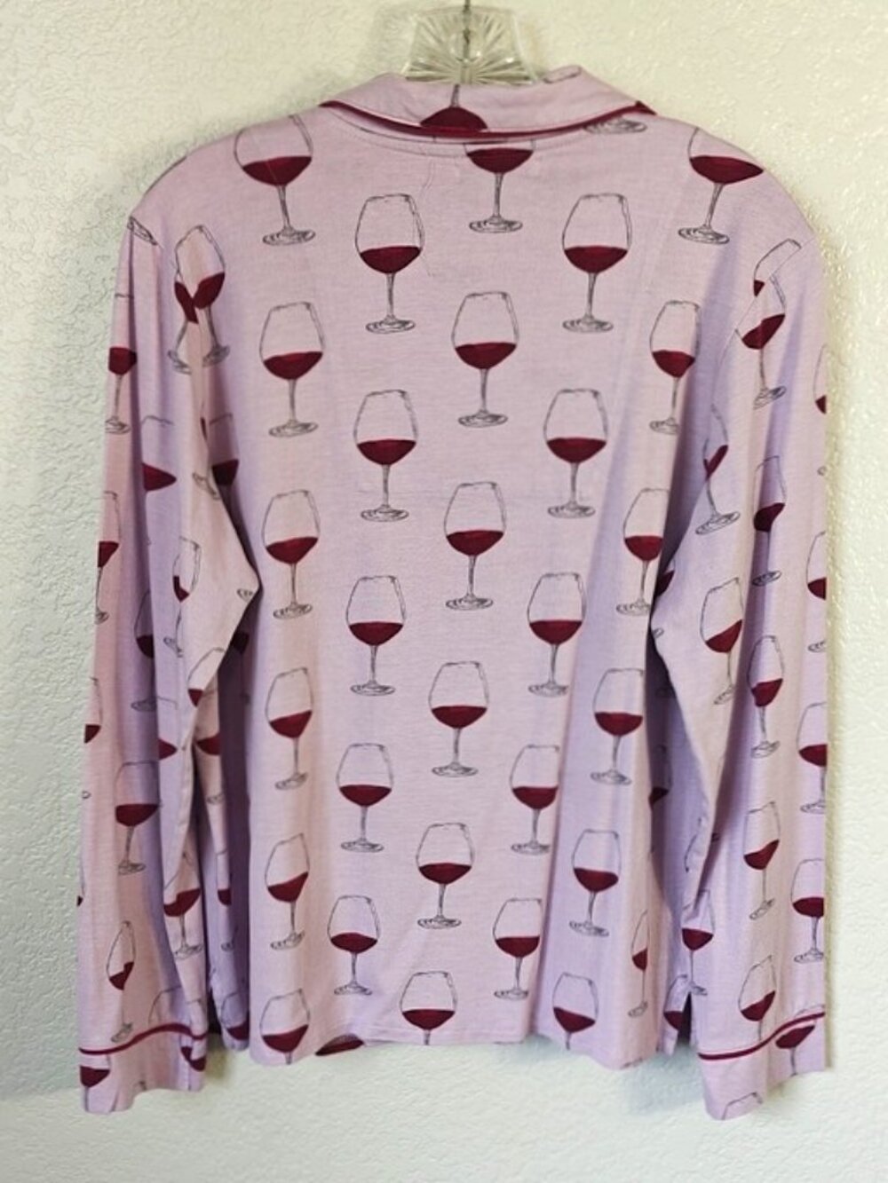 PJ Salvage Size M Pajama Set Wine Glasses Long Sleeve & Pant Bottoms - Picture 5 of 8